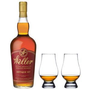 W.L. Weller Antique 107 Bourbon Whiskey & Glencairn Whiskey Glass Set